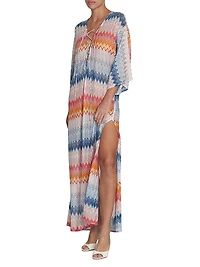 Chevron Lace-Up Long Cover-Up