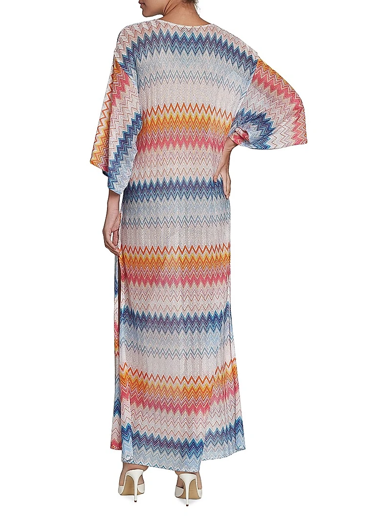 Chevron Lace-Up Long Cover-Up