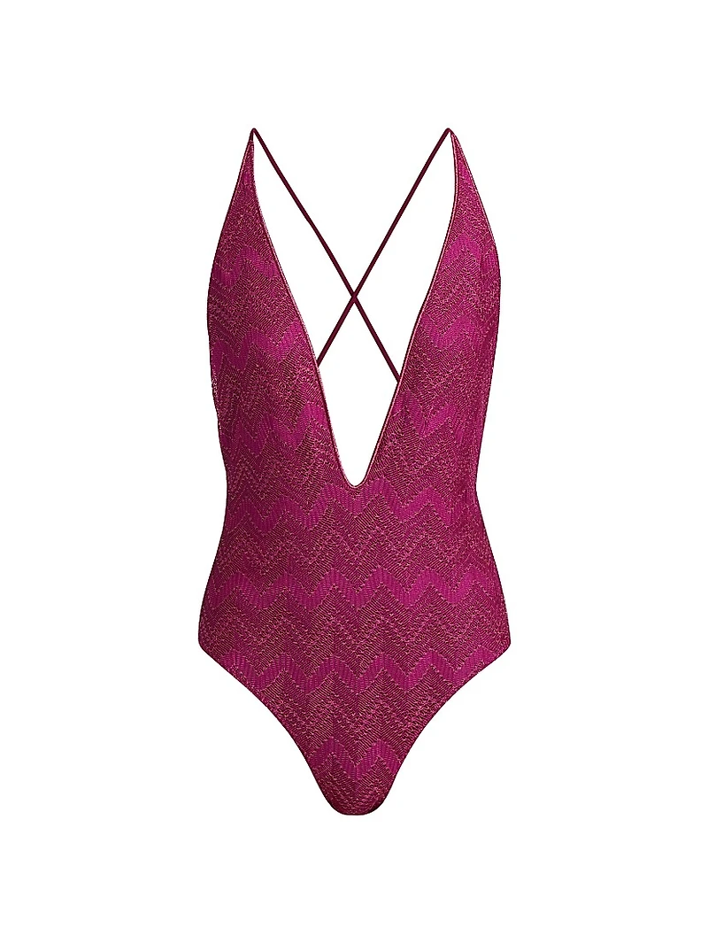Textured Chevron One-Piece Swimsuit