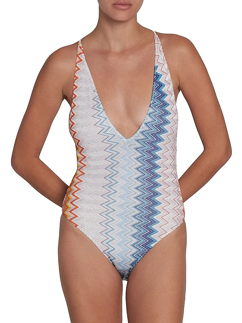 Chevron Strappy One-Piece Swimsuit
