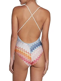 Chevron Strappy One-Piece Swimsuit