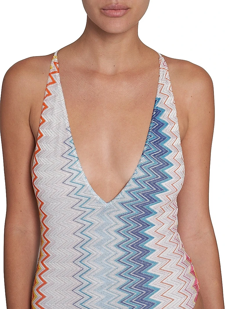 Chevron Strappy One-Piece Swimsuit