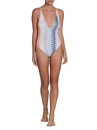 Chevron Strappy One-Piece Swimsuit