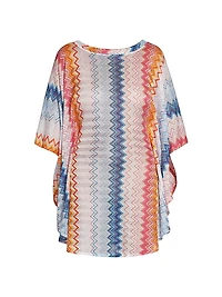 Chevron Cape-Sleeve Cover-Up