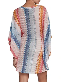 Chevron Cape-Sleeve Cover-Up