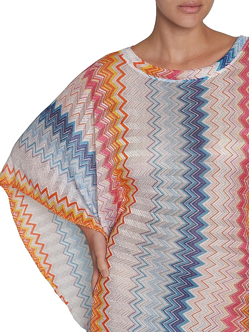 Chevron Cape-Sleeve Cover-Up