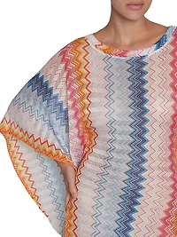 Chevron Cape-Sleeve Cover-Up