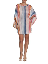 Chevron Cape-Sleeve Cover-Up