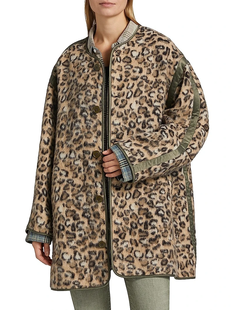 Taped Liner Wooly Leopard Coat