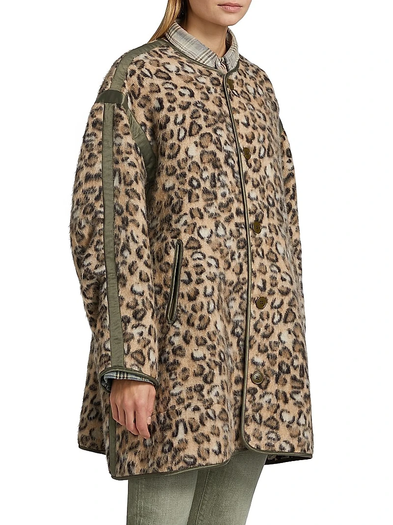Taped Liner Wooly Leopard Coat