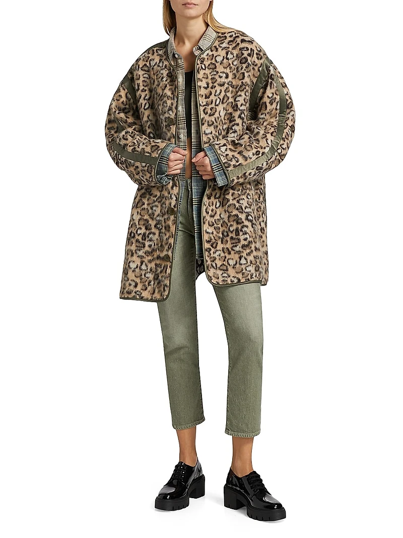 Taped Liner Wooly Leopard Coat
