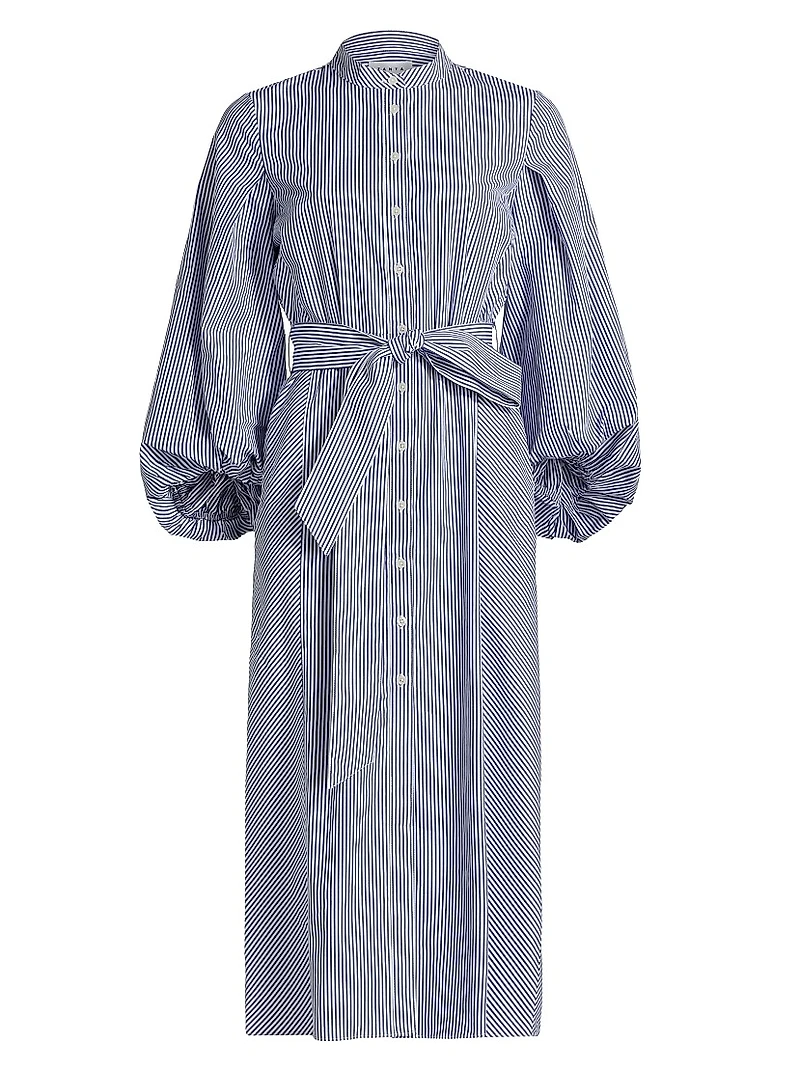 Maddie Stripe Blouson-Sleeve Shirtdress