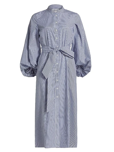 Maddie Stripe Blouson-Sleeve Shirtdress
