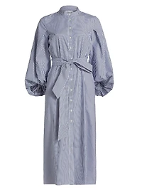 Maddie Stripe Blouson-Sleeve Shirtdress