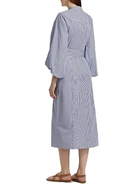 Maddie Stripe Blouson-Sleeve Shirtdress