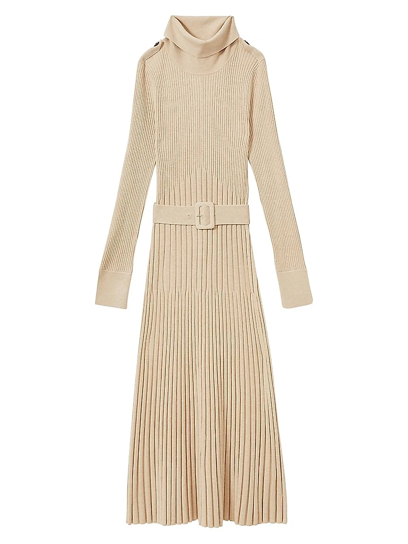 Vinette Rib-Knit Belted Midi-Dress