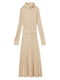 Vinette Rib-Knit Belted Midi-Dress