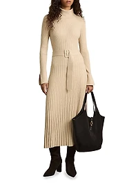 Vinette Rib-Knit Belted Midi-Dress