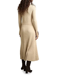 Vinette Rib-Knit Belted Midi-Dress