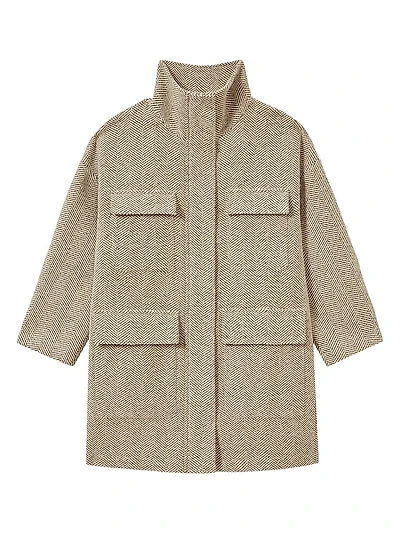 Amora Herringbone Wool-Blend Coat