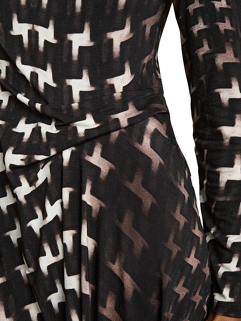 Halle Printed Ruched Midi-Dress