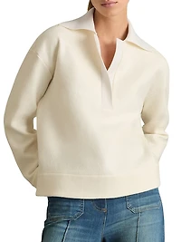 Amy Wool-Blend Polo Sweater