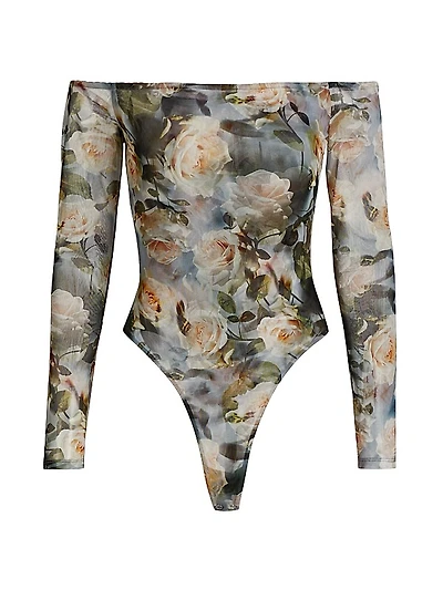 Peonie Floral Off-the-Shoulder Bodysuit