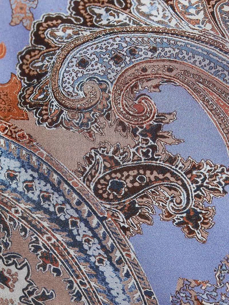 Viola Paisley Silk Cowlneck Asymmetric Gown