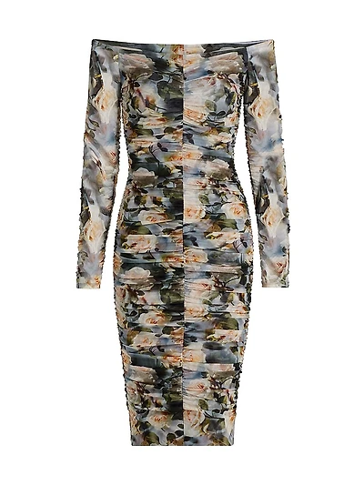 Morgana Floral Ruched Off-the-Shoulder Dress