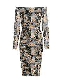 Morgana Floral Ruched Off-the-Shoulder Dress