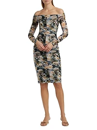 Morgana Floral Ruched Off-the-Shoulder Dress