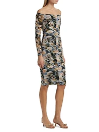 Morgana Floral Ruched Off-the-Shoulder Dress