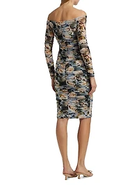 Morgana Floral Ruched Off-the-Shoulder Dress