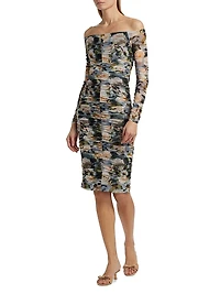 Morgana Floral Ruched Off-the-Shoulder Dress
