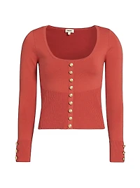Lanetta Knit Button-Front Top
