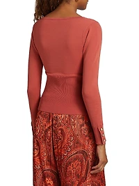 Lanetta Knit Button-Front Top