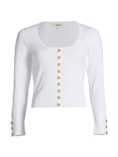 Lanetta Knit Button-Front Top
