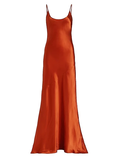 Charmaine Silk Satin Bias-Cut Gown