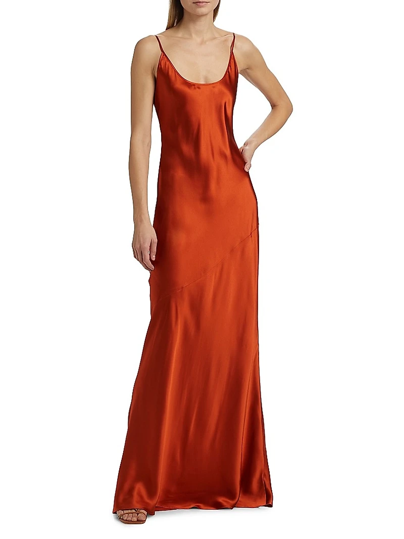 Charmaine Silk Satin Bias-Cut Gown