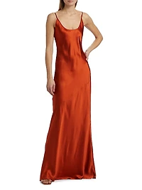 Charmaine Silk Satin Bias-Cut Gown