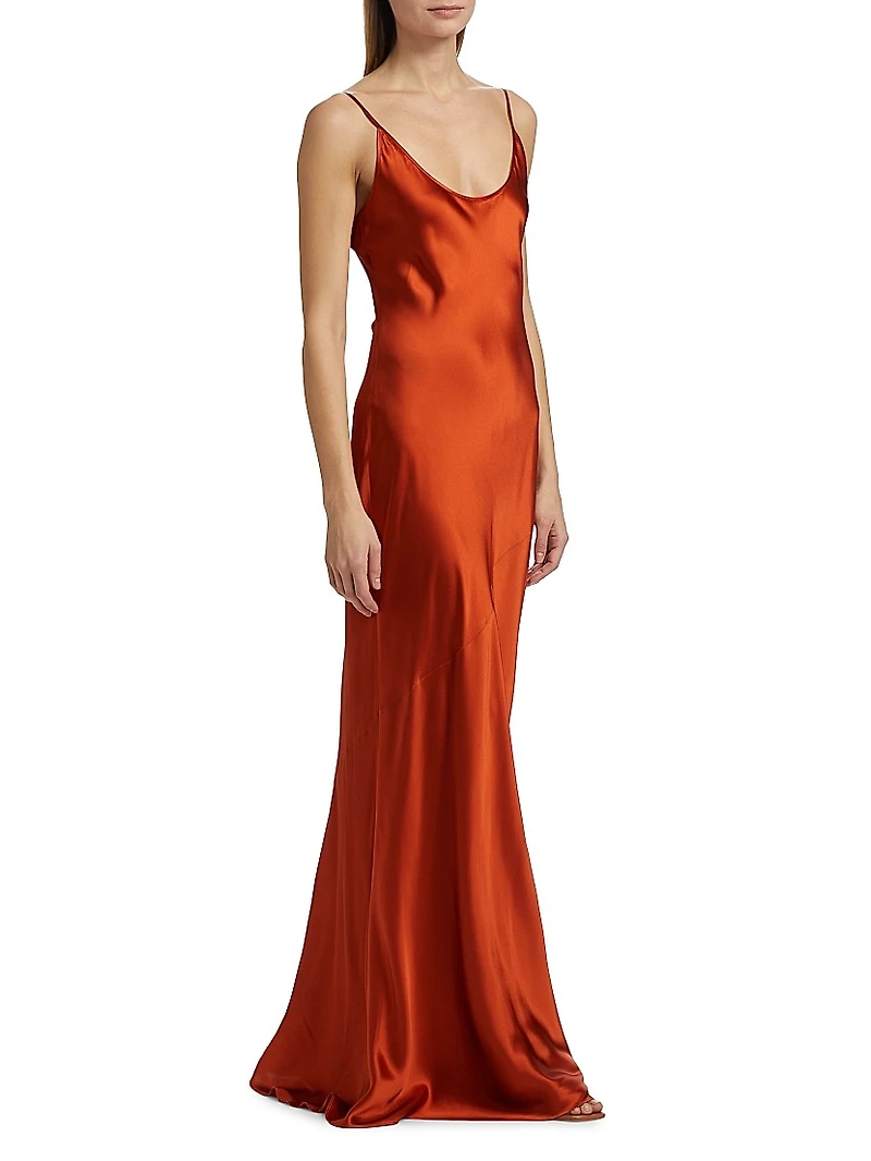 Charmaine Silk Satin Bias-Cut Gown