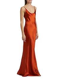 Charmaine Silk Satin Bias-Cut Gown