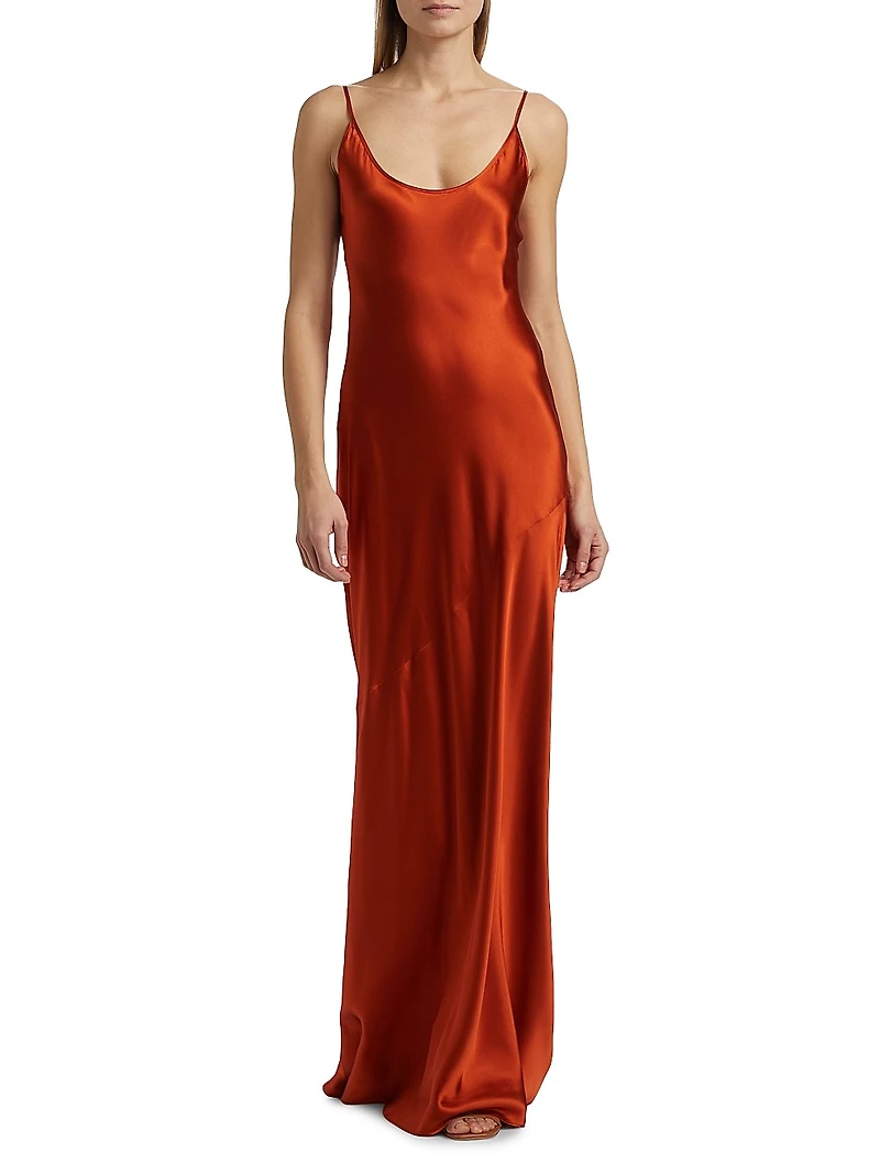 Charmaine Silk Satin Bias-Cut Gown