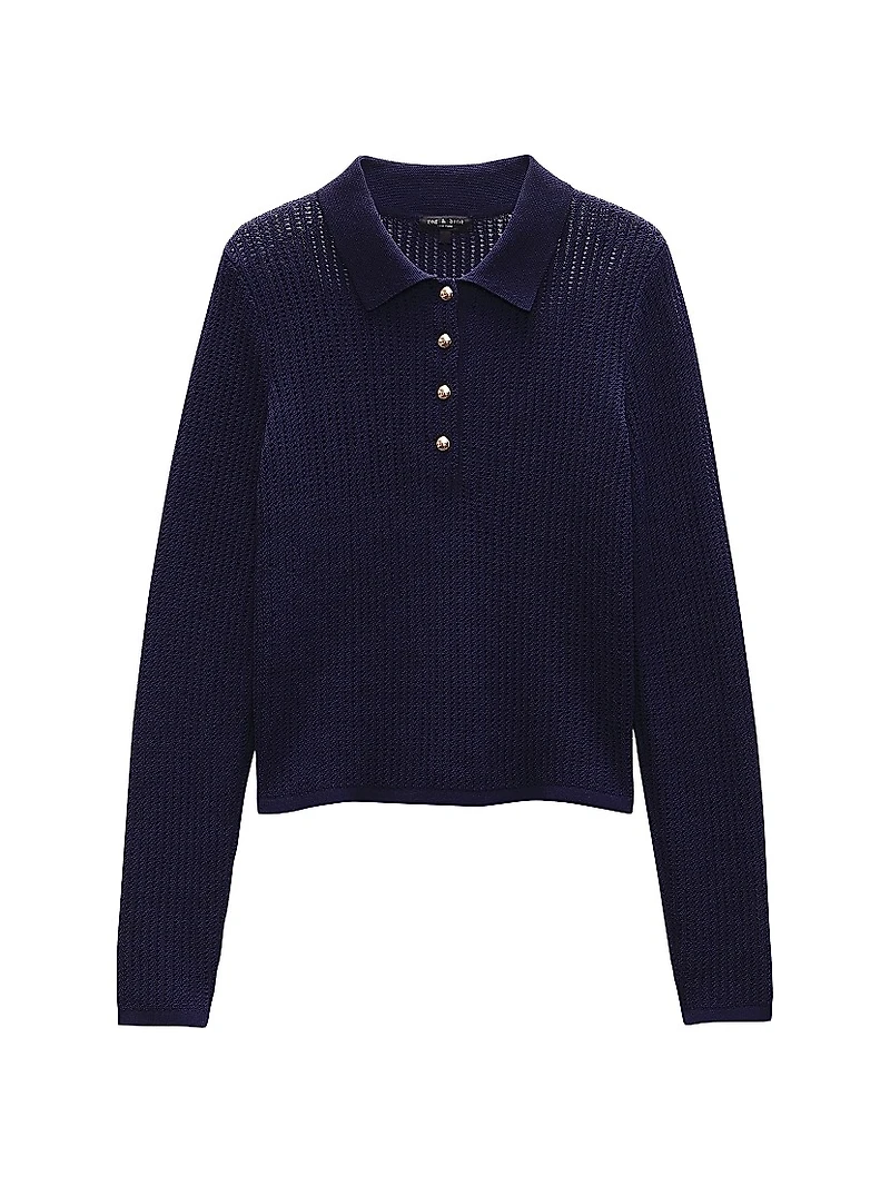 Viola Cotton-Blend Knit Polo Sweater