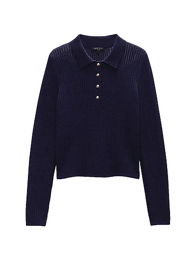 Viola Cotton-Blend Knit Polo Sweater