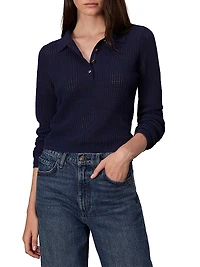 Viola Cotton-Blend Knit Polo Sweater