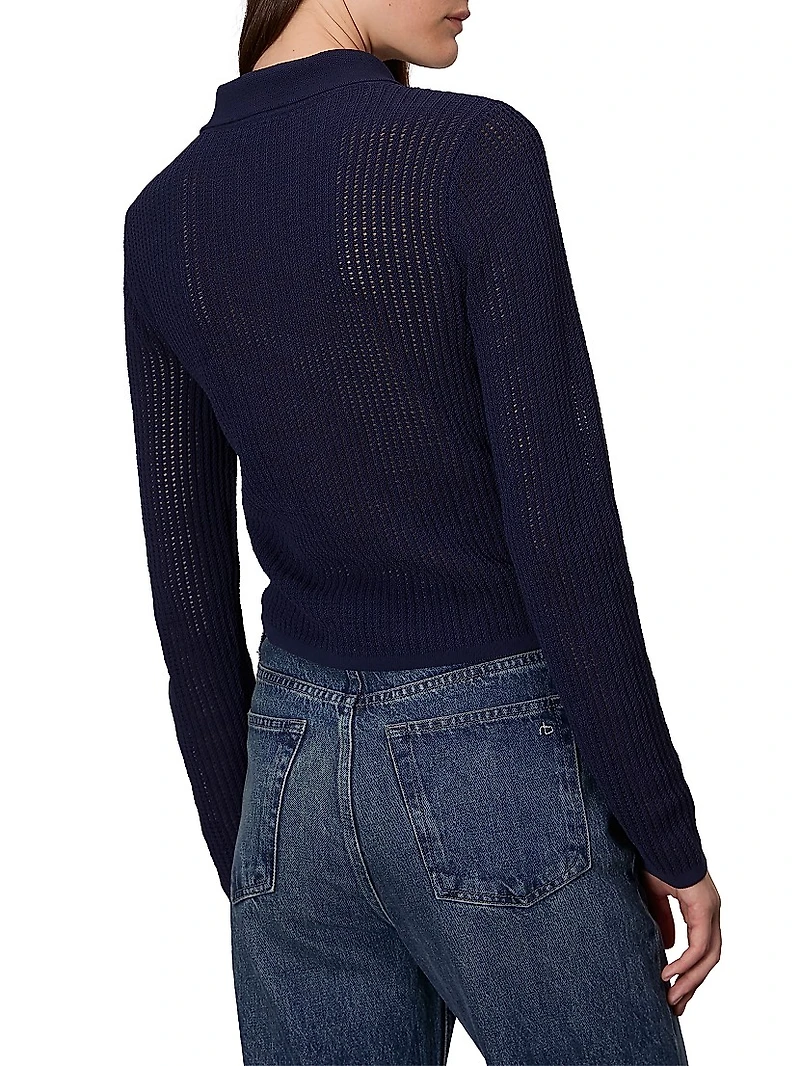 Viola Cotton-Blend Knit Polo Sweater