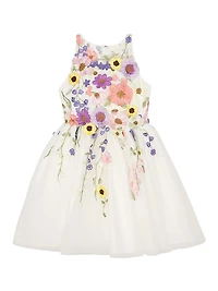 Little Girl's & Joan Floral Embroidered Knee-Length Dress