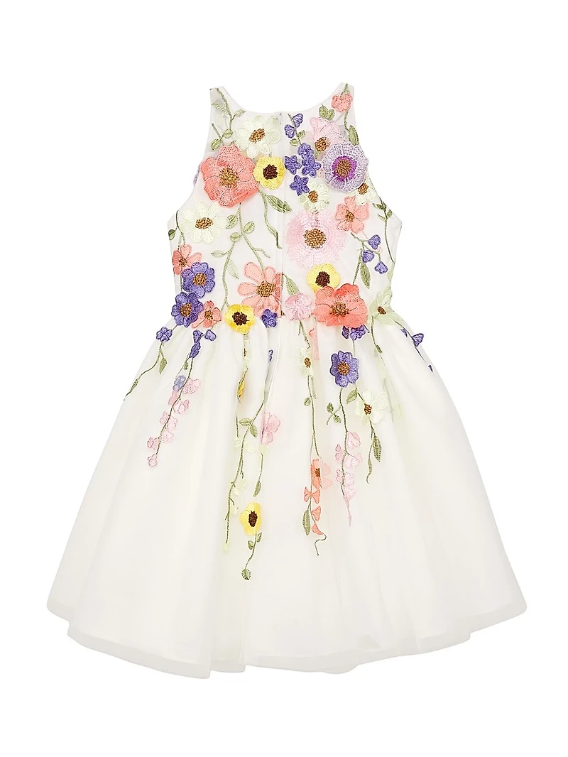 Little Girl's & Joan Floral Embroidered Knee-Length Dress