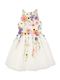 Little Girl's & Joan Floral Embroidered Knee-Length Dress
